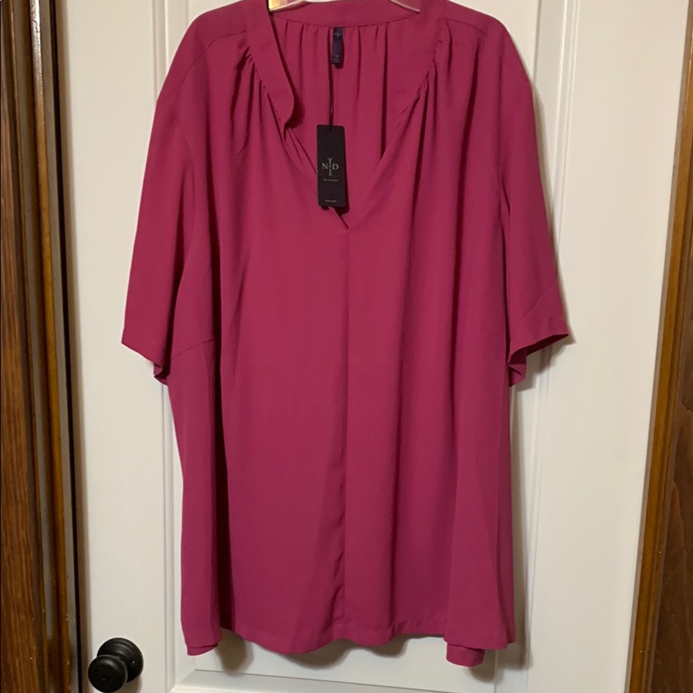 NYDJ Magenta V-Neck Blouse